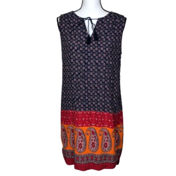 Beach Lunch Lounge Multi color Boho Shift Dress Size Small - Picture 5 of 11